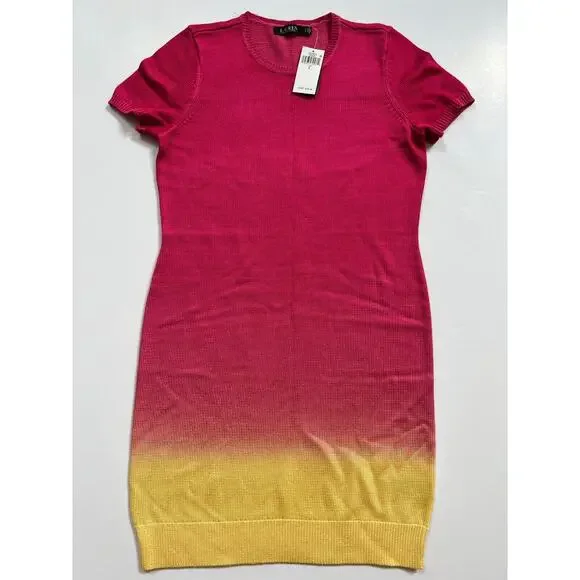 Lauren Ralph Lauren Women's Dip-Dyed Short Sleeve Jersey Dress Size L NWT - Picture 9 of 12